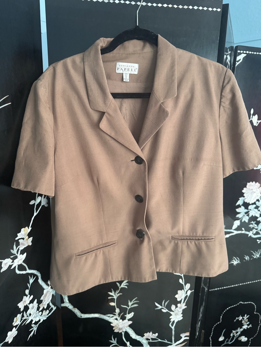 Adrianna Papell brown silk structured button up